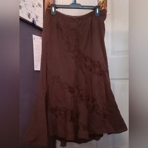 Brown Embroidered Skirt